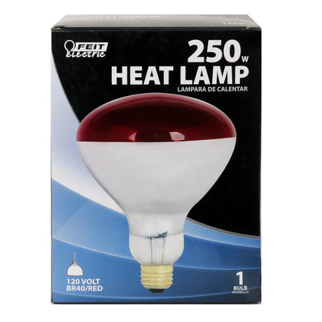 Feit Electric 250R40/R Incandescent Reflector Heat Bulb, 250 W, R40 Lamp, E26 Medium Lamp Base, 250 Lumens, Red Lamp