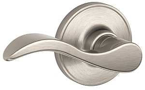 Schlage J Series J10SEV619 Passage Lever, Mechanical Lock, Satin Nickel, Metal, Residential, 3 Grade, 7/8 in Housing Dia