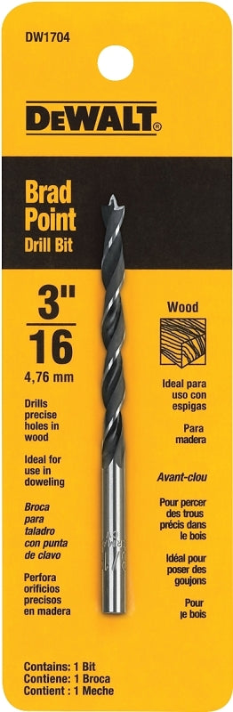 DEWALT DW1704 Drill Bit, 3/16 in Dia, 2-3/4 in OAL, Twist Flute, 3/16 in Dia Shank, Straight Shank