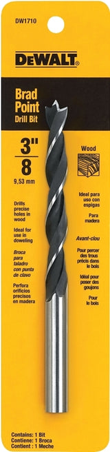 DEWALT DW1710 Drill Bit, 3/8 in Dia, 5-1/4 in OAL, Twist Flute, 3/8 in Dia Shank, Straight Shank