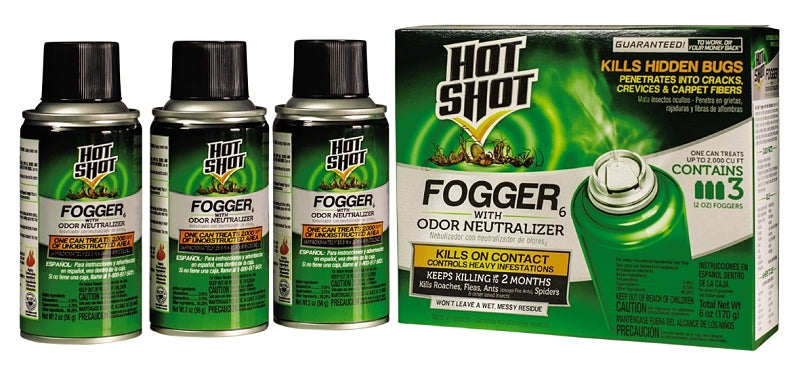 Hot Shot 96180 Fogger with Odor Neutralizer, 2000 cu-ft Coverage Area, Light Yellow/Water White