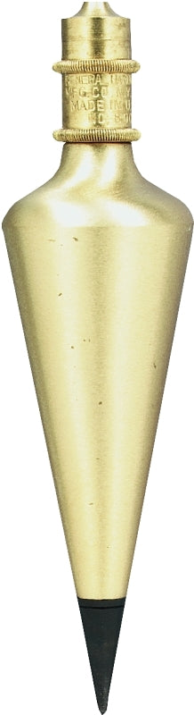 General 800-12 Plumb Bob, Solid Brass, Lacquered