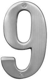 Hy-Ko Prestige Series BR-51SN/9 House Number, Character: 9, 5 in H Character, Nickel Character, Solid Brass, Pack of 3