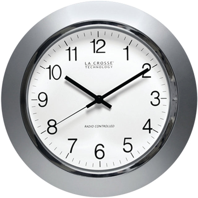 Equity WT-3144S Clock, 14 in Dia, Round, Silver Frame, Plastic Clock Face, Analog