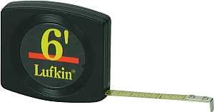 Crescent Lufkin Pee Wee Series W616 Pocket Tape Measure, 6 ft L Blade, 1/4 in W Blade, Steel Blade, Black Case