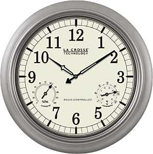 La Crosse WT-3181PL-Q Clock, 18 in Dia, Round, Silver Frame, Plastic Clock Face, Analog