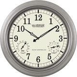La Crosse WT-3181PL-Q Clock, 18 in Dia, Round, Silver Frame, Plastic Clock Face, Analog