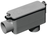 Carlon E986GR Conduit Body, 1-1/4 in Hub, 2-3/4 in OAL, PVC, Gray