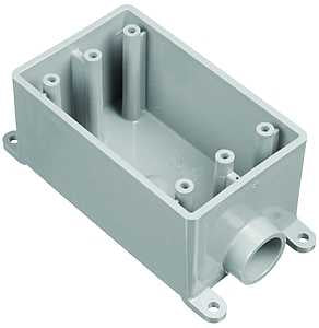 Carlon E980DFN-CTN Switch Box, 1-Gang, 1-Outlet, PVC, Gray