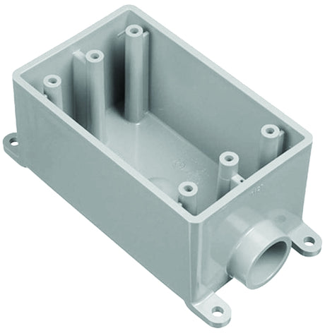 Carlon E980DFN-CTN Switch Box, 1-Gang, 1-Outlet, PVC, Gray