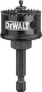 DEWALT D180020IR Hole Saw, 1-1/4 in Dia, 1/2 in D Cutting, 1/4 in Arbor, 10 TPI, 5/32 in Dia x 3 in L Pilot Drill