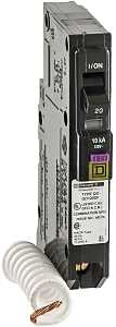 Square D QO120DFC Circuit Breaker, CAFCI, Mini, 20 A, 1-Pole, Plug, 120 V