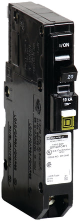 Square D QO120PCAFIC Circuit Breaker, CAFCI, Mini, Plug, 20 A, 1-Pole, 120 V