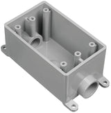 Carlon E981EFN-CTN Switch Box, 1-Gang, 2-Outlet, PVC, Gray