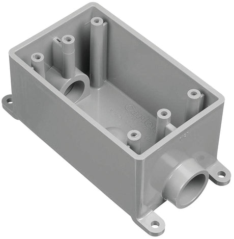 Carlon E981EFN-CTN Switch Box, 1-Gang, 2-Outlet, PVC, Gray