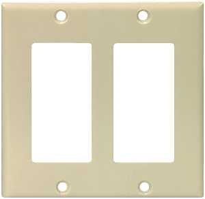 Eaton Cooper Wiring 2152 2152V-BOX Wallplate, 4-1/2 in L, 4.56 in W, 2 -Gang, Thermoset, Ivory, High-Gloss