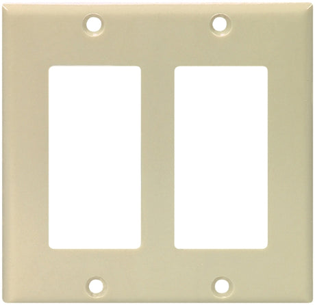 Eaton Cooper Wiring 2152 2152V-BOX Wallplate, 4-1/2 in L, 4.56 in W, 2 -Gang, Thermoset, Ivory, High-Gloss