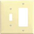 Eaton Wiring Devices 2153V-BOX Combination Wallplate, 4-1/2 in L, 4-9/16 in W, 2 -Gang, Thermoset, Ivory