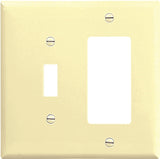 Eaton Wiring Devices 2153V-BOX Combination Wallplate, 4-1/2 in L, 4-9/16 in W, 2 -Gang, Thermoset, Ivory