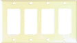Eaton Cooper Wiring 2164 2164V-BOX Wallplate, 4-1/2 in L, 8.19 in W, 4 -Gang, Thermoset, Ivory, High-Gloss