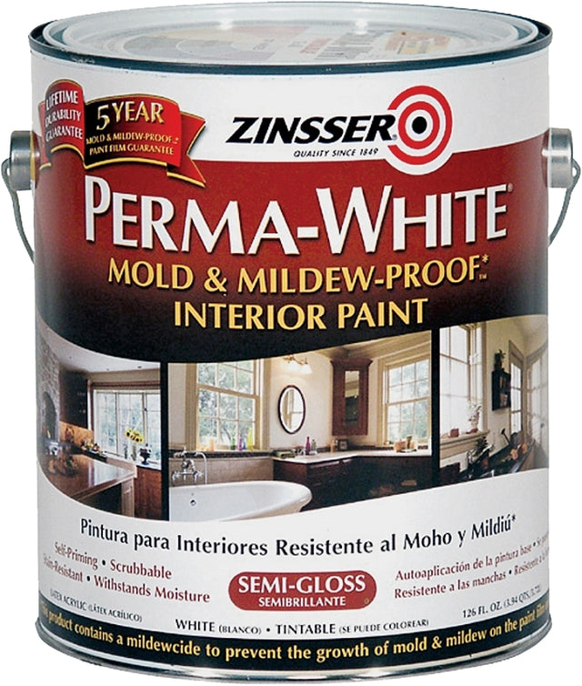 Zinsser 02761 Kitchen and Bath Paint, Semi-Gloss, White, 1 gal Can, Water, Pack of 2