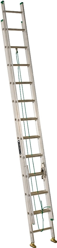Louisville AE4216PG Extension Ladder, 193 in H Reach, 225 lb, 16-Step, 1-1/2 in D Step, Aluminum