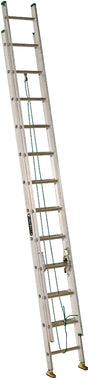 Louisville AE4216PG Extension Ladder, 193 in H Reach, 225 lb, 16-Step, 1-1/2 in D Step, Aluminum