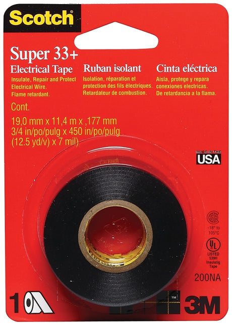Scotch 200 Electrical Tape, 450 in L, 3/4 in W, PVC Backing