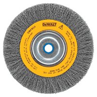 DEWALT DW4905 Wire Wheel Brush, 6 in Dia, 5/8 to 1/2 in Arbor/Shank, 0.014 in Dia Bristle, Carbon Steel Bristle