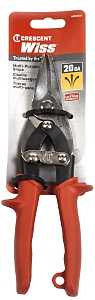 Crescent Wiss MPC3N Utility Snip, 9 in OAL, Straight Cut, Molybdenum Steel Blade, Non-Slip Grip Handle, Red Handle