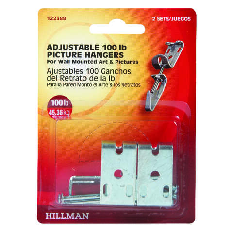 HILLMAN AnchorWire Metallic Adjustable Picture Hanger 100 lb 2 pk