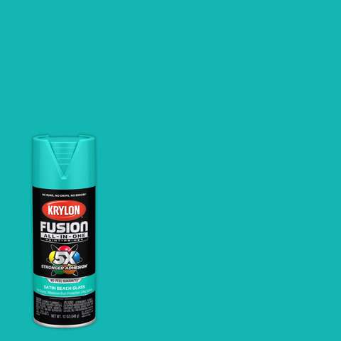 Krylon Fusion All-In-One Satin Beach Glass Paint+Primer Spray Paint 12 oz, Pack of 6