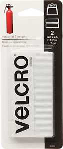 VELCRO Brand 90200 Fastener, 2 in W, 4 in L, Nylon, White, Rubber Adhesive