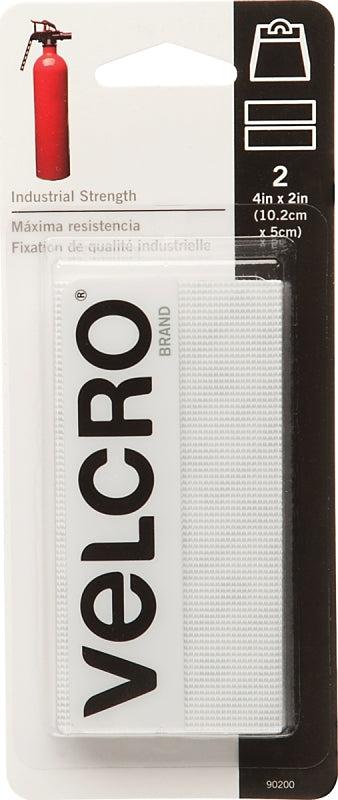 VELCRO Brand 90200 Fastener, 2 in W, 4 in L, Nylon, White, Rubber Adhesive