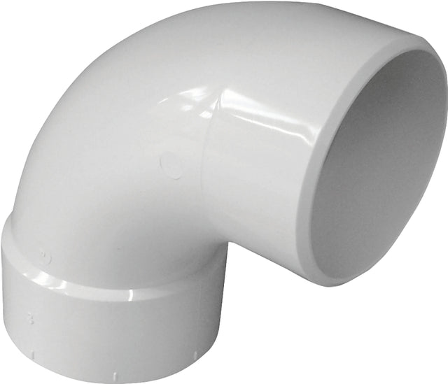 IPEX 414173BC Sewer Long Turn Sweep Pipe Elbow, 3 in, Spigot x Hub, 90 deg Angle, PVC, White