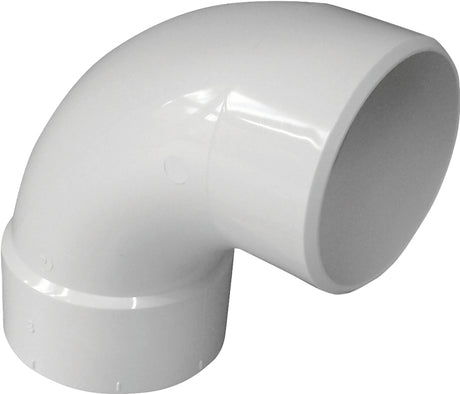 IPEX 414173BC Sewer Long Turn Sweep Pipe Elbow, 3 in, Spigot x Hub, 90 deg Angle, PVC, White