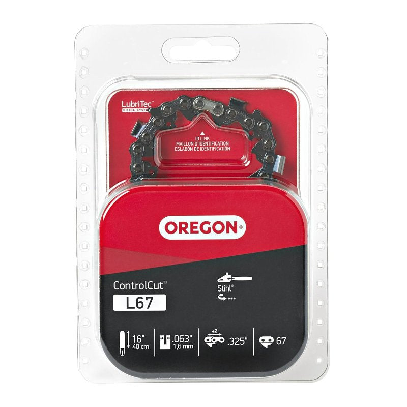 Oregon L67 Chainsaw Chain, 16 in L Bar, 0.63 in, 0.325 in TPI/Pitch, 67-Link