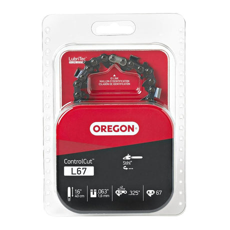 Oregon L67 Chainsaw Chain, 16 in L Bar, 0.63 in, 0.325 in TPI/Pitch, 67-Link