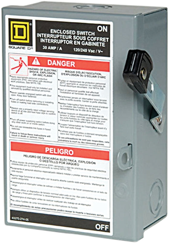 Square D L221N Safety Switch, 2-Pole, 30 A, 240 V, DPST, Lug Terminal