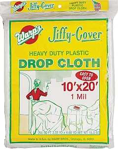 Warp's JC-1020 Drop Cloth, 20 ft L, 10 ft W, Plastic, Clear, Pack of 12