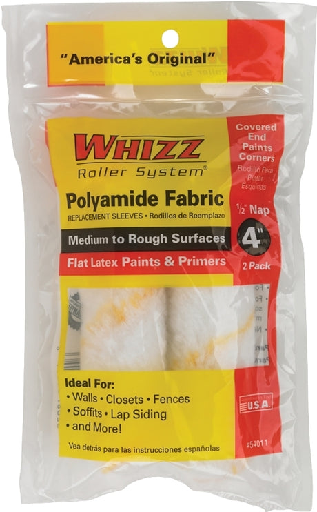 Whizz 54011 Roller Cover, 1/2 in Thick Nap, 4 in L, Polyamide Cover, 2/PK