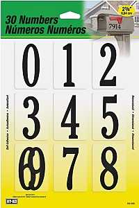 Hy-Ko MM-200B Packaged Number Set, 2-3/8 in H Character, Black Character, Plastic, Pack of 2