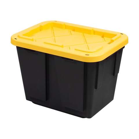 Greenmade Pro. Grade 12 gal Black/Yellow Storage Box 14.7 in. H X 15 in. W X 20.5 in. D Stackable, Pack of 4