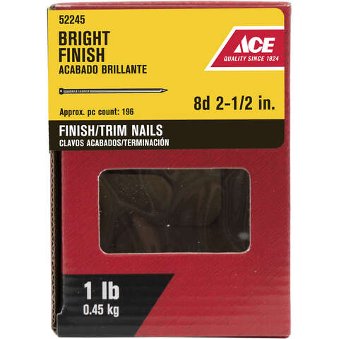 Ace 8D 2-1/2 in. Finish/Trim Bright Carbon Steel Nail Countersunk Head 1 lb