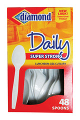 Diamond White Plastic Heavy Duty Spoons 48 pk, Pack of 12