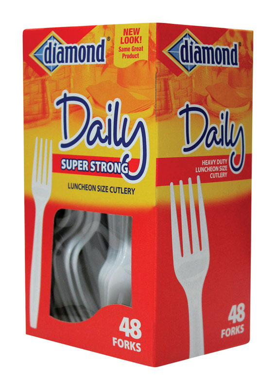 Diamond White Plastic Heavy Duty Forks 48 pk, Pack of 12