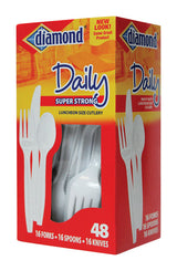 Diamond White Plastic Luncheon Size Heavy Duty Cutlery 48 pk, Pack of 12