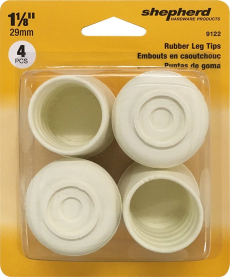 Shepherd Hardware 9122 Furniture Leg Tip, Round, Rubber, Off-White, 1-1/8 in Dia, Pack of 6