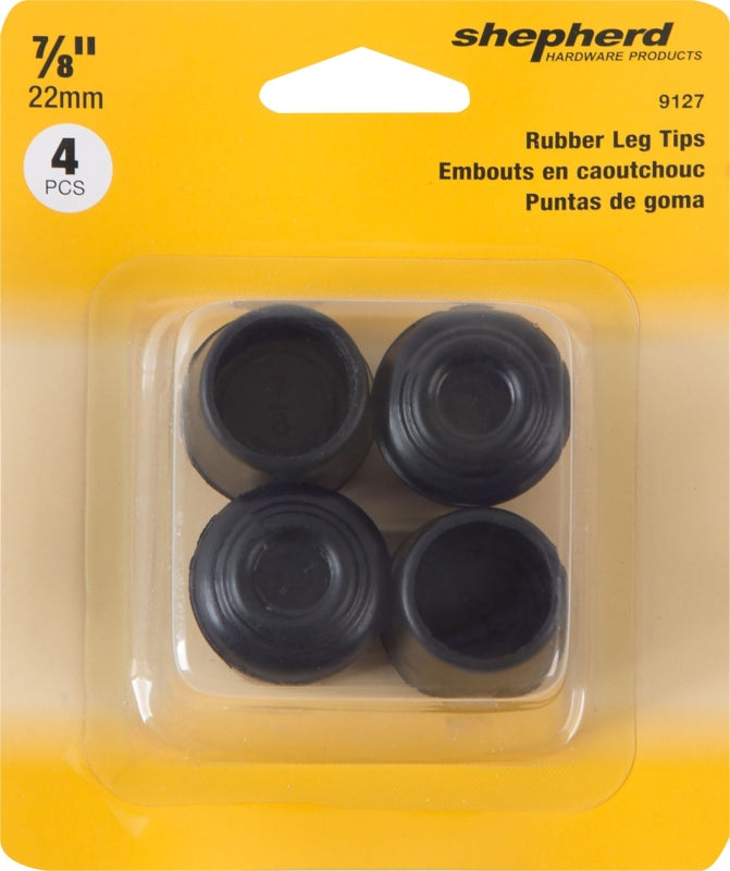 Shepherd Hardware 9127 Furniture Leg Tip, Round, Rubber, Black, 7/8 in Dia, Pack of 6