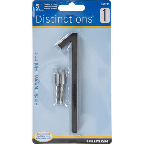 Hillman Distinctions 5 in. Black Steel Screw-On Number 1 1 pc, Pack of 3